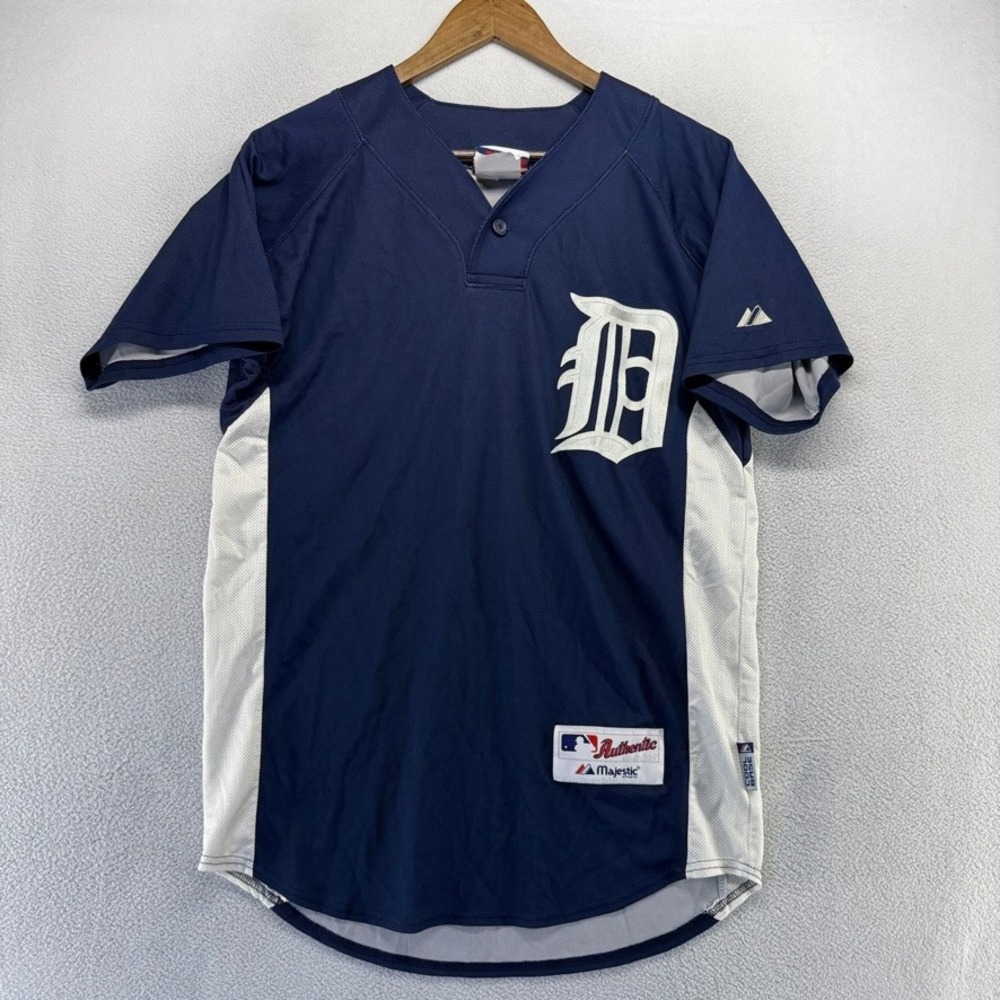 Detroit Tigers Jersey Men's Small Blue Majestic Practice Warmup Sewn Stitched